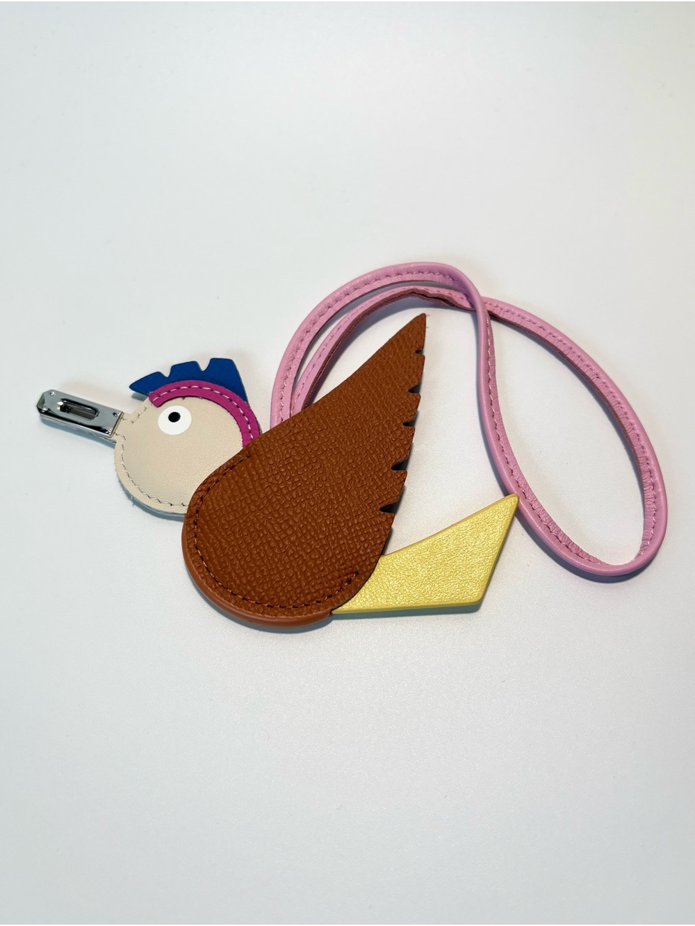 Hermes Multicolor Bird Card Holder with Pink Strap